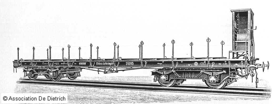 4-achsiger Plattformwagen, Reichseisenbahnen Elsass-Lothringen SSml 24095; Quelle: Assocation De Dietrich
