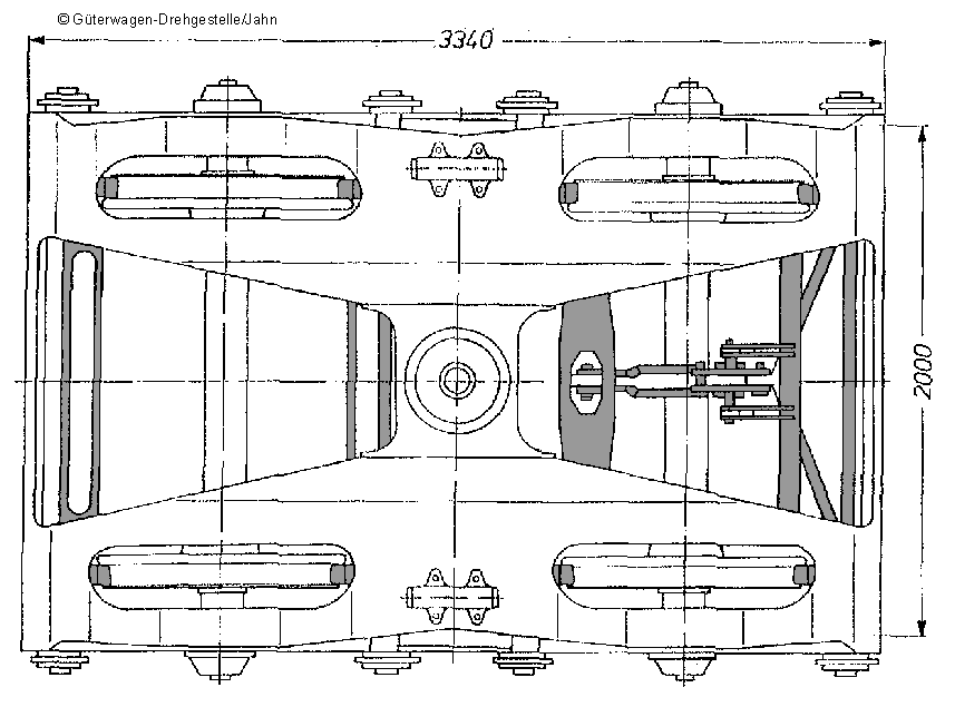 Drehgestell Bauart 666, Draufsicht; Skizze: DB DV 939