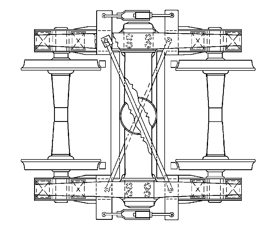 Scheffel Drehgestell nach US Patent 4,300,454, Draufsicht